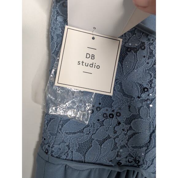 DB Studios Smokey blue gown Glitter lace with Balle size 10 NWT Elegant - Picture 5 of 7